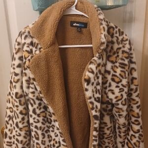 Alice Blue Animal Print Teddy Jacket